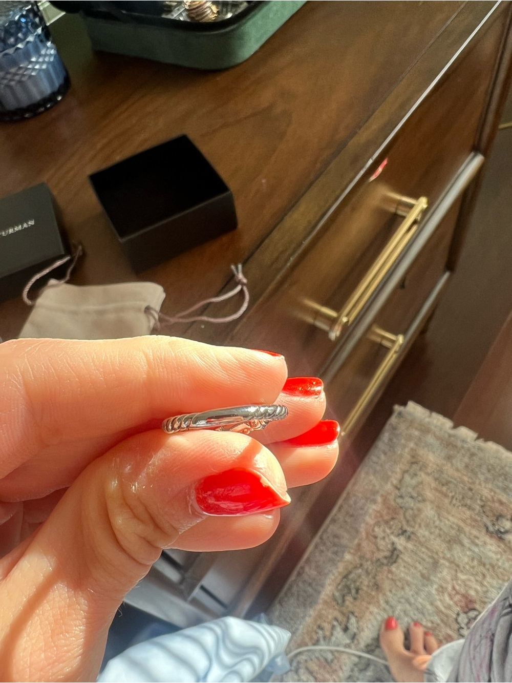 David Yurman Two-Tone Petite Buckle Ring — Silver and Gold - Picture 7 of 7